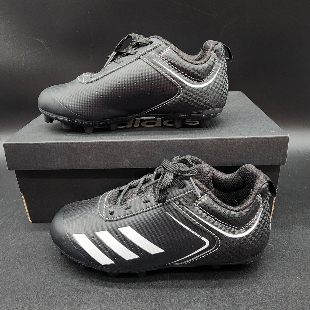 adidas 12K Black Rundown Baseball Cleats Youth Kids Molded Studs Shoes NIB